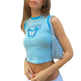 Umighty Butterfly print Sleeveless Crop Top